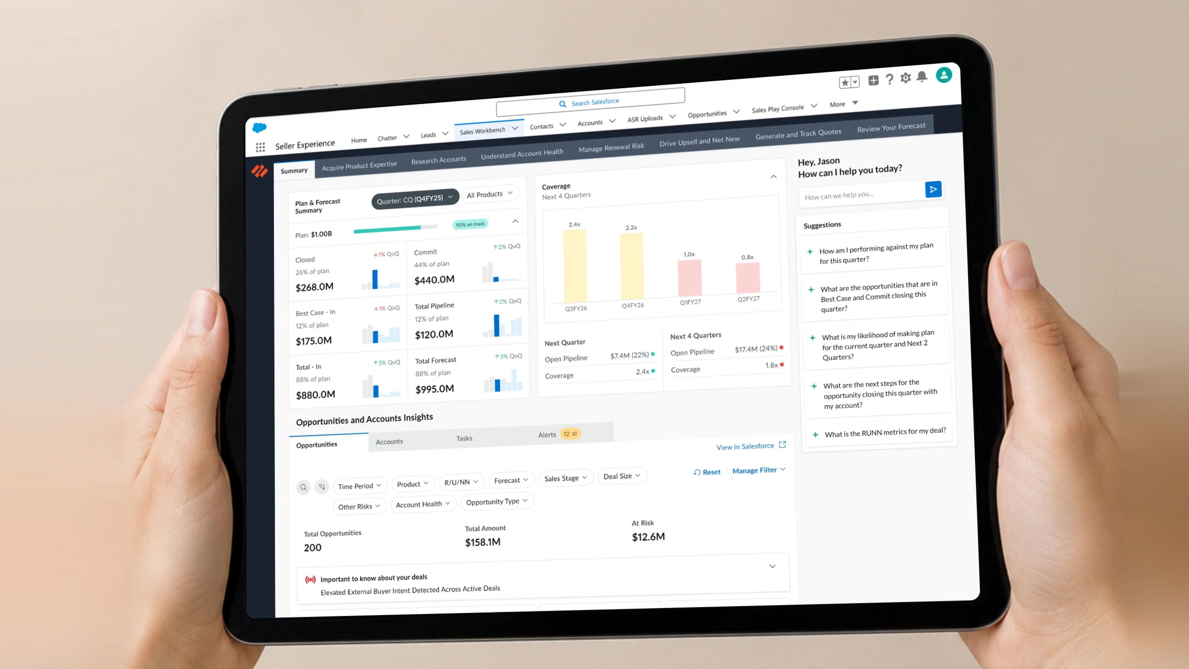 Sales intelligence workflow on a tablet